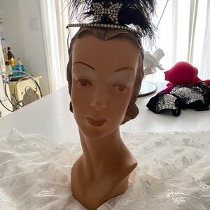 Vintage Flapper Rhinestone Feather Head Piece.